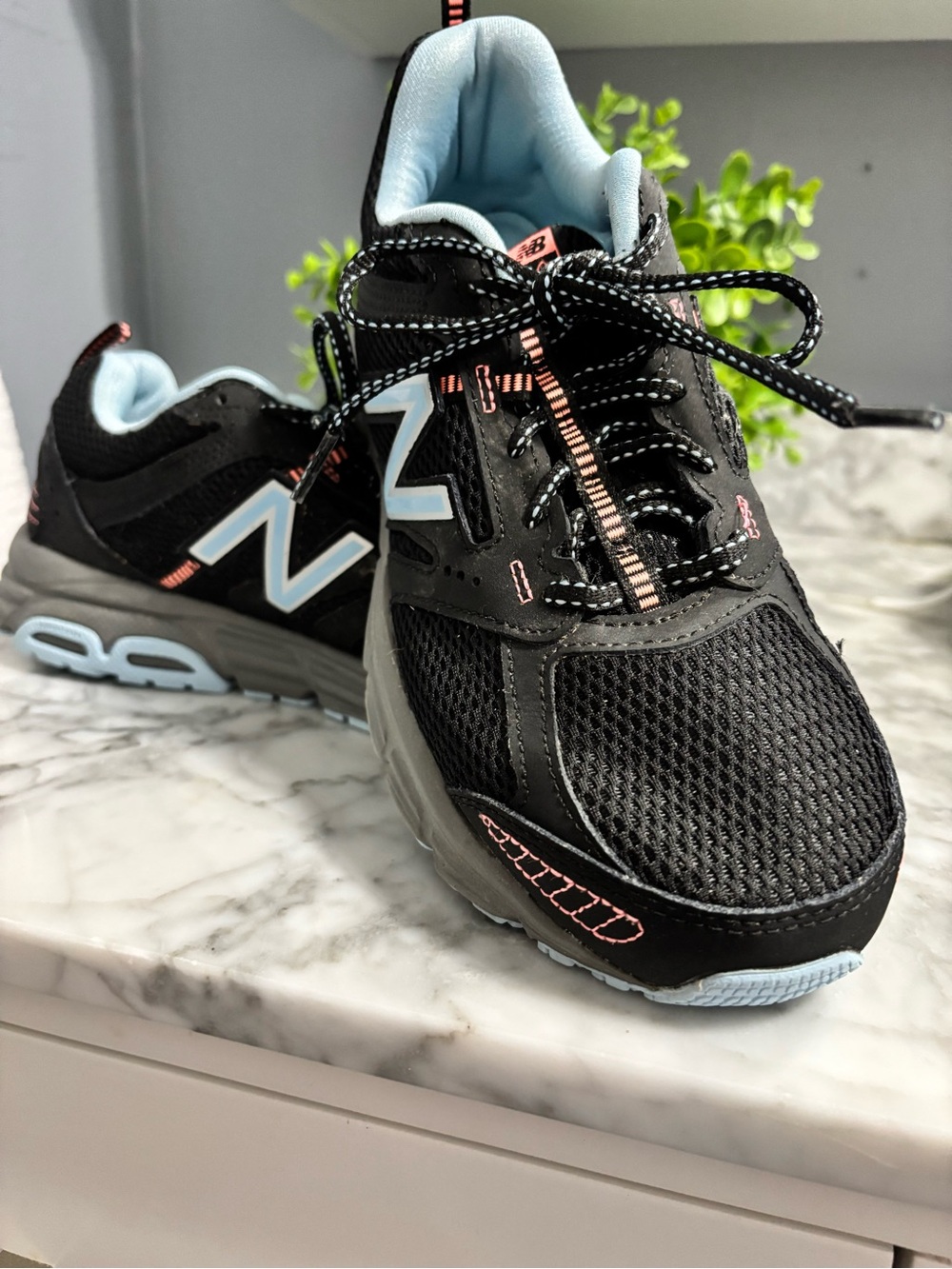 New Balance Women's Black with Light Blue & Peach Athletic Sneakers